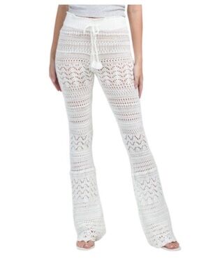 NWT LoveShackFancy Antique White Fosta Crochet Pants, small